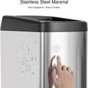 ELLO&ALLO 13 Gallon Kitchen Trash Can with Roll Up Lid, Automatic Touchless Motion Sensor Rectangular Trash Can with Wheels, Brushed Stainless Steel Finish