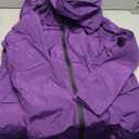 Women Waterproof Lightweight Rain Jacket Active Outdoor Hooded Raincoat, Size L, Purple