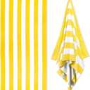 Large Oversized Beach Towel - 35 x 70 Inch Microfiber Pool Towel, Yellow Striped Quick Dry Cabana Swim Towel
