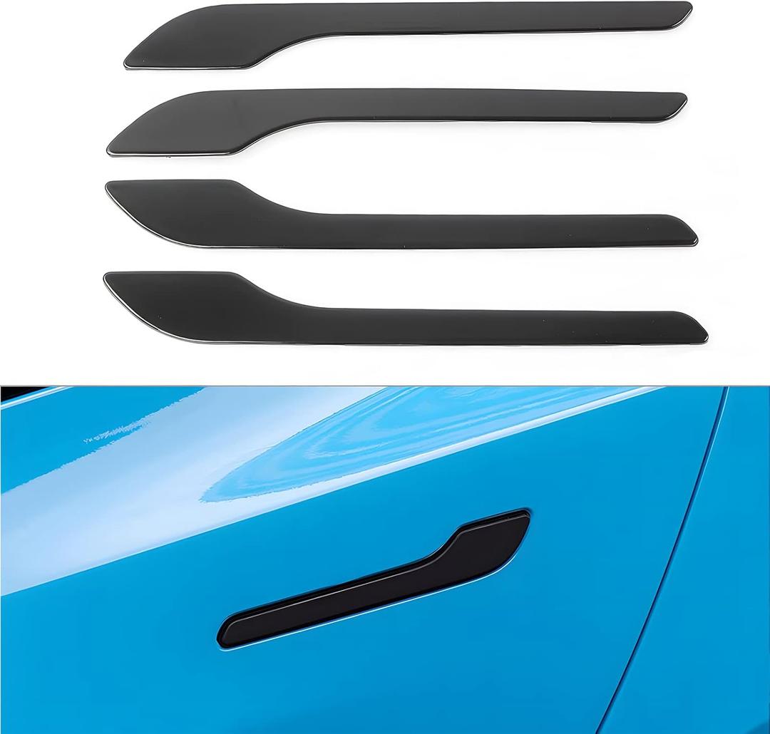 Fit Tesla Model 3(Highland) and Modle Y(Juniper) 2017-2025 Door Handle Decoration Cover,for Car Door Handle Sills Protection Wrap Accessories 4Pcs (Matte Black)
