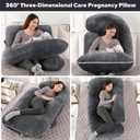 U-Shaped Full Body Pregnancy Pillow for Sleeping 57" Maternity Pillow with Removable Cover, Support for Back, Legs, Belly & Hips (Velvet -Black)