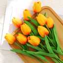 2 x 10pcs Yellow Mixed Red Artificial Flowers Fake Tulips 13" Silk Flower for Home Kitchen Wedding Decor Bouquet Decorations Office Floral Arrangements