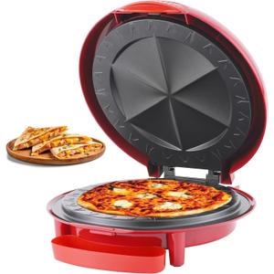 Vivicreate Electric Quesadilla Maker 10 Inch, 6-Wedge Quesadilla Press with Extra Stuffing Latch, Nonstick Plates, Easy Slice Tortilla Maker with Indicator Lights, Snack Maker Red