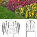 Decorative Garden Fence 10 Pack, 24in(H) x 10ft(L) Animal Barrier Fence, Rustproof Metal Fencing for Yard, Dog Rabbits Wire Section Garden Edging Border for Yard Patio, Arched