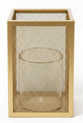 Honeybloom Metal Mesh Pillar Candle Holder 10in 