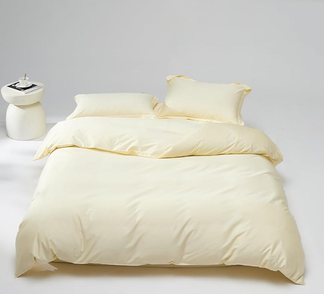 Houseri Ivory Comforter Set Queen Beige Yellow Bedding Size Off White Sets for Women Girls Cream Blanket Queen(90''*90''-Comforter)