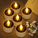 VOOKRY 6 Pcs Solar Tea Lights Outdoor - Flickering Solar Candle Lights Flameless Dusk to Dawn Lighting Waterproof Rechargeable LED Candles for Lantern Garden Camping Party Home Decorations,2.3''x2.1''