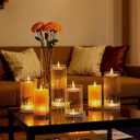 yshengood 6 Pcs Glass Hurricane Candle Holder Ribbed Glass Candle Holder - Elegant & Easy to Use, Perfect for Wedding, Holiday, Party Decor, Home and Event Essential