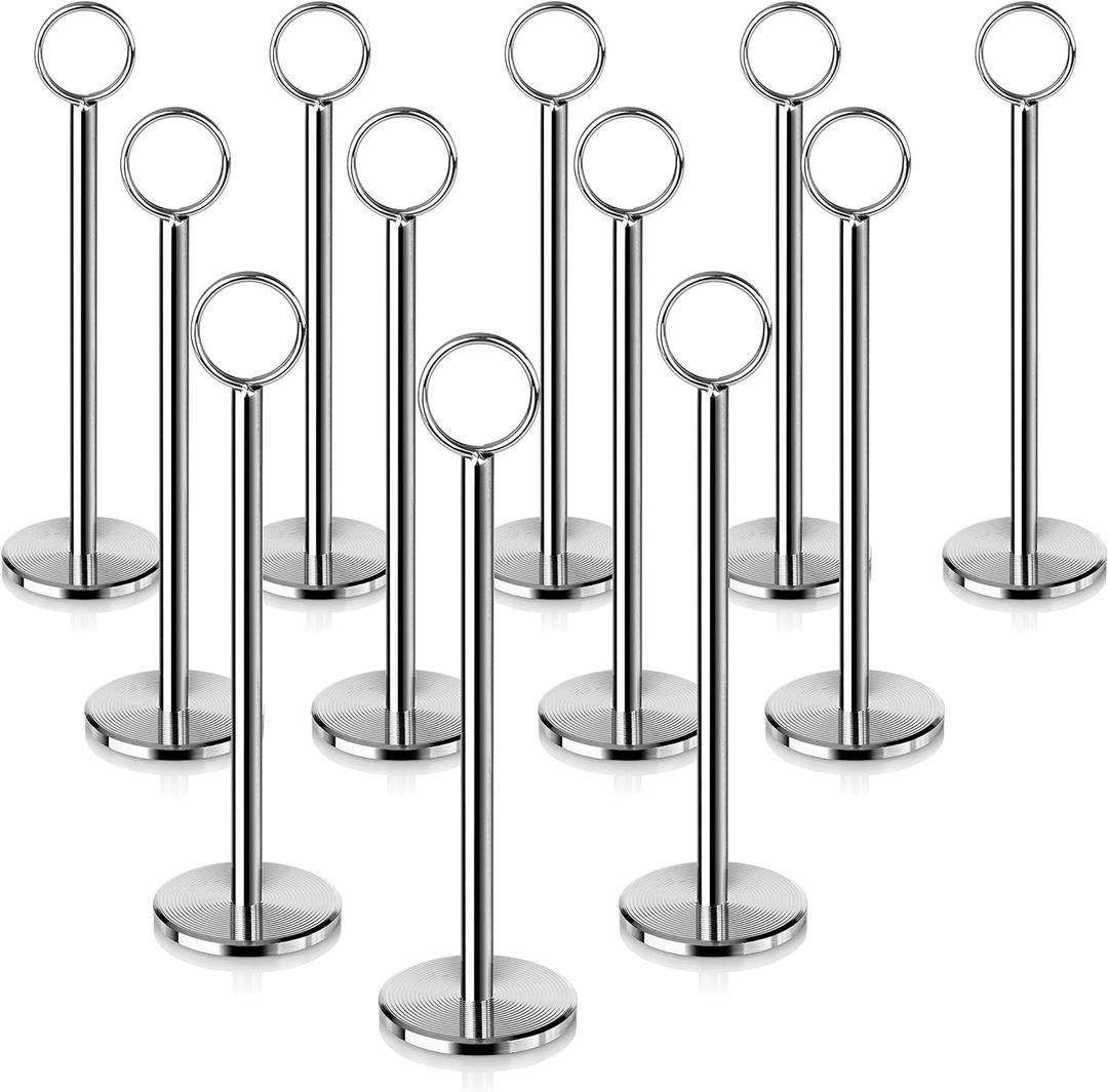 New Star Foodservice 23336 Ring-Clip Table Number Holder/Number Stand/Place Card Holder, 8-Inch, Set of 12 (White)