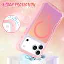 Bonoma for iPhone 17 Pro Max Case 2025, Iridescent Back, Magnetic Support for MagSafe Shockproof Cover, Crystal and Corner High-Duty Protection for Girls Women -Pink