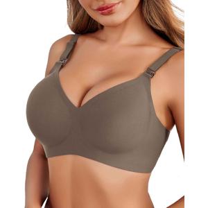 Avidlove Women's Seamless Bras Nursing Bras for Breastfeeding Tshirt Everyday Bra (Brown, S)