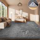 Ophanie Area Rugs for Living Room Bedroom, Upgrade Non-Slip Fluffy Soft Grey Shag Carpet, Indoor Floor Gray 4x6 Fuzzy Shaggy Living Room Plush Rug for Kids Home Dorm Decor Aesthetic, Gray 