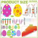 Soulchen 33 Pcs Easter Tree Ornaments Decorations Plush Bunny Tree Topper Bunny Ears and Carrot Sticks Colorful Simulated Reed Easter Egg Hanging Ornaments