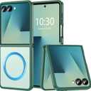 OWKEY Case for Samsung Galaxy Z Flip 7, Magnetic Case [Compatible with MagSafe] Anti-Fingerprint Translucent Matte Shockproof Protective Phone Case Cover for Samsung Z Flip 7 (Green)