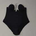 SHAPERIN Women's Underwire One Piece Swimsuit Deep U Plunge Bathing Suits Tummy Control Color Block Swimwear Black XL