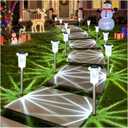 DenicMic Solar Lights Outdoor 10 Pack Waterproof 6000K Cold White LED Stainless Steel Stake Outside Lights for Yard Pathway Garden Driveway Walkway Landscape Path Lighting