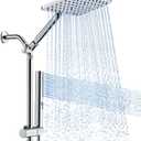 Shower Heads with Handheld Spray Combo, 10 Inch High Pressure Rain/Rainfall Shower Head, Height Adjustable Dual 2 in 1 Shower Head System with Stainless Steel Hose (Chrome)