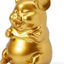 HAUCOZE Piggy Bank Coin Bank Pig Statue Modern Sculpture Home Decor Bedroom Arts Gift Polyresin Gold 8.3 Inch