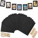 jijAcraft 20Pcs Paper Photo Frames, 4x6Inch Black Picture Display Holders, Graduation Cardborad Picture Frames with String and Clips, DIY Photo Hanging Banner for Home, Classroom, Offices