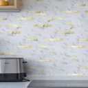 Art3d 10-Sheet Peel and Stick Backsplash Tile for Kitchen Bathroom Fireplace Laundry Room in White Slate with Gold Studded