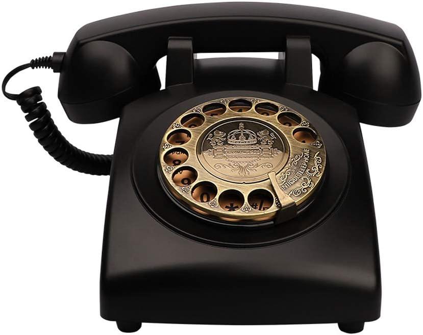 TelPal Antique Phones Corded Landline Telephone Vintage Classic Rotary Dial Home Phone of 1930s Old Fashion Business Phones Home Office Decor Landlines (8008-Black)