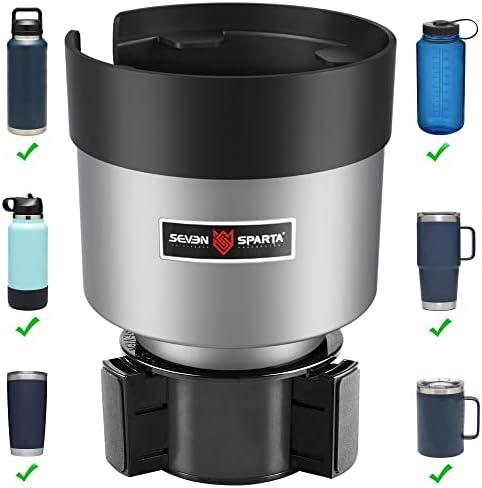 Seven Sparta Car Cup Holder Expander with Adjustable Base, Compatible with Hydro Flasks 32/40 Ounce, Compatible with Yeti Ramblers 20/26/30 Ounce, Other Bottles in 3.4"-3.8"(Silver Gray)