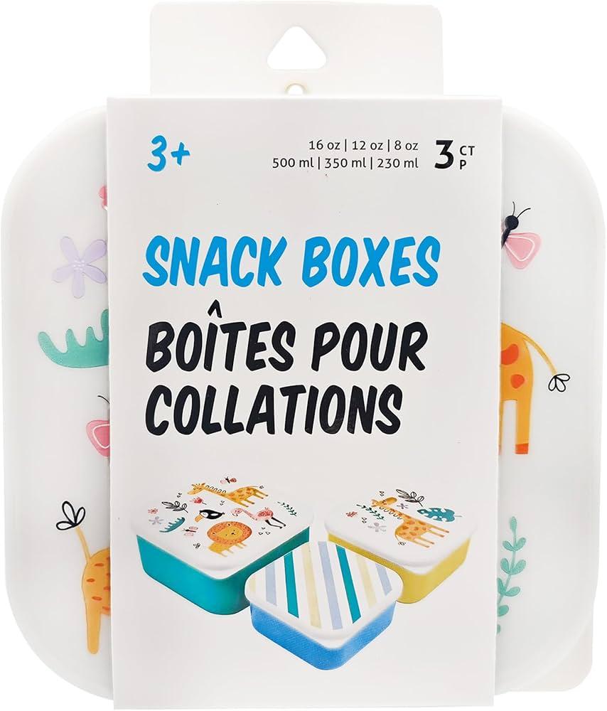 Safari Snack Boxes: 3 Count Pack with 3 Sizes, Snack Containers for School, Easy Open, Leak Proof Small Food Containers with Lids