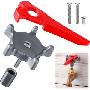 Outdoor Faucet Handle with Auxiliary Wrench for Extra Leverage, Ideal for Seniors &, Arthritis Sufferers, Fits 8&12 Point Round Broach, 0.26", 0.28", 0.31"&0.38" Square Broach, Comes with Adapter