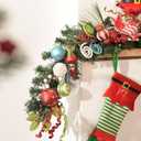 Valery Madelyn 6 Feet Pre-Lit Christmas Garland with Lights for Mantle, Lighted Outdoor Xmas Garland with Multi-Colored Balls & Bows for Home Stairs Fireplace Table Centerpiece Indoor Holiday Decor