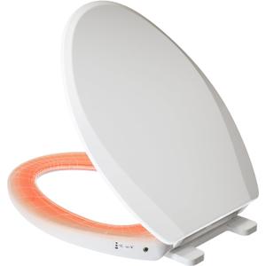 Clirass Elongated Heated Toilet Seat with Night Light, Three Temperature Settings Heated Seat,70 in Power Cord, Fit Elongated Toilet, Cold Water Bidet Function Toilet Seat With Slow Close