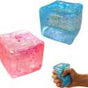 Premium Block Cube Squishy – Ice Cube Squishies for Adults, Squishy Cube, Stress Cube (Blue & Pink)