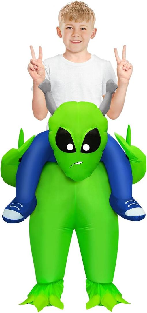 anroog Inflatable Alien Costume Kids Halloween Blow Up Ride on Alien Costumes Suit for Boys Girls Cosplay Party