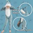 Kids Flannel Animal Onesie Costume Halloween Dress up Christmas for Girls and Boys (10 Years, Blue Shark)