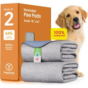 IMPROVIA Reusable Puppy Pad Waterproof, Extra-Absorbent, Washable Pee Pad for Dog Training, Whelping, & More Protect Your Floors & Pet with Quick-Drying Potty Pad (Paws & Hearts, Small 18"x24")