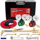 RX WELD Medium Duty Oxy Acetylene Torch Kit with Check Valves - Cutting, Welding & Brazing Tool Set (CGA540/CGA510) (Black)