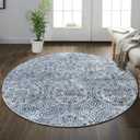 vivorug Round Rug 5ft Vintage-Inspired Round Area Rug Non-Slip Indoor Carpet for Living Room Bedroom Entryway, Stain Resistant Home Decor Circle Rug, Blue Medallion