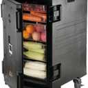 VEVOR Insulated Food Pan Carrier, 127 Qt Hot Box for Catering, LLDPE Food Box Carrier w/Double Buckles, Front Loading Food Warmer w/Handles, End Loader w/Wheels for Restaurant, Canteen, etc. Black