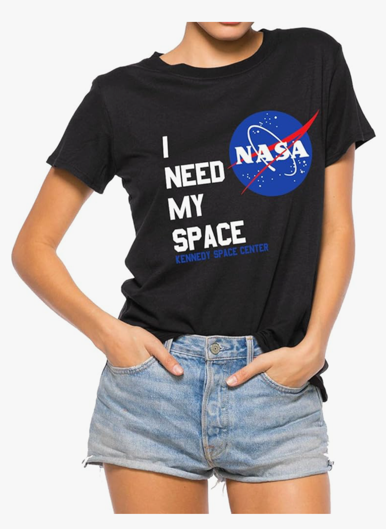 Nlife Women Fashion I Need My Space Shirt NASA Shirt Women NASA T Shirt Short Sleeve Tee
M