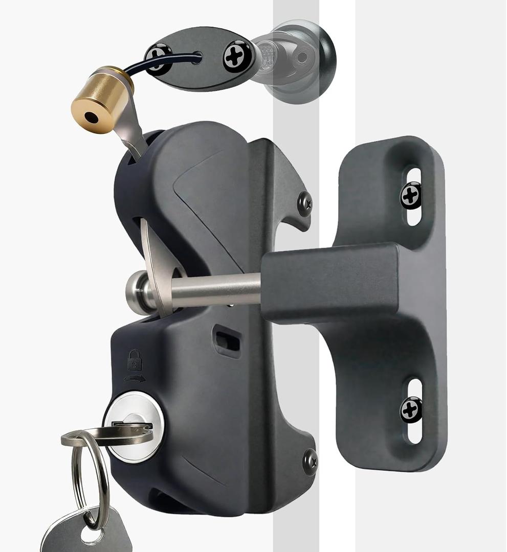 Gate Latch Door Latch with Pull Cable Opened Two-Sided Lockable Door Latch Durable, Versatile & Secure for Metal, Wood, and Vinyl Fence, for Privacy Fence ,Outdoor Fence, Barn Door Lock, Wooden Fence, (Black)
