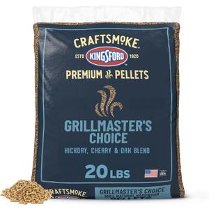 Kingsford Craftsmoke Premium Grilling Wood Pellets, Grillmasters Choice Cherry, Hickory, and Oak BBQ Pellets for Grilling, 100% Natural Hardwood, 20 pounds