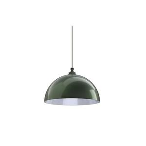 Steel Lighting Co. Beverly Pendant Light | Ceiling Mounted | 10 inch Round Dome | Modern Contemporary Farmhouse Style Made in America | Avocado Cloth Cord | Hunter Green Exterior/White Interior