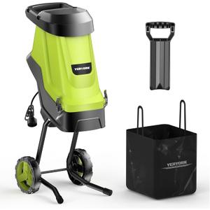 Wood Chipper, 15-Amp with 1.8" Feed Hopper 45L Collection Bag Electric Wood Chipper & Shredder Compact & Efficient Mulcher for Easy Cleanup Ideal for Yard Waste, Branches, and Leaves Green