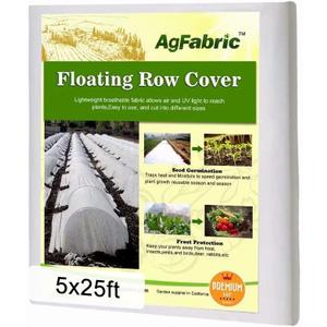 Agfabric Plant Covers Freeze Protection Frost Blankets for Plants 5'x25' 0.9oz Floating Row Cover Garden Plant Cover Freeze Cloths for Plants Winter Frost Pests Protection,White (0.9oz-5'*25')