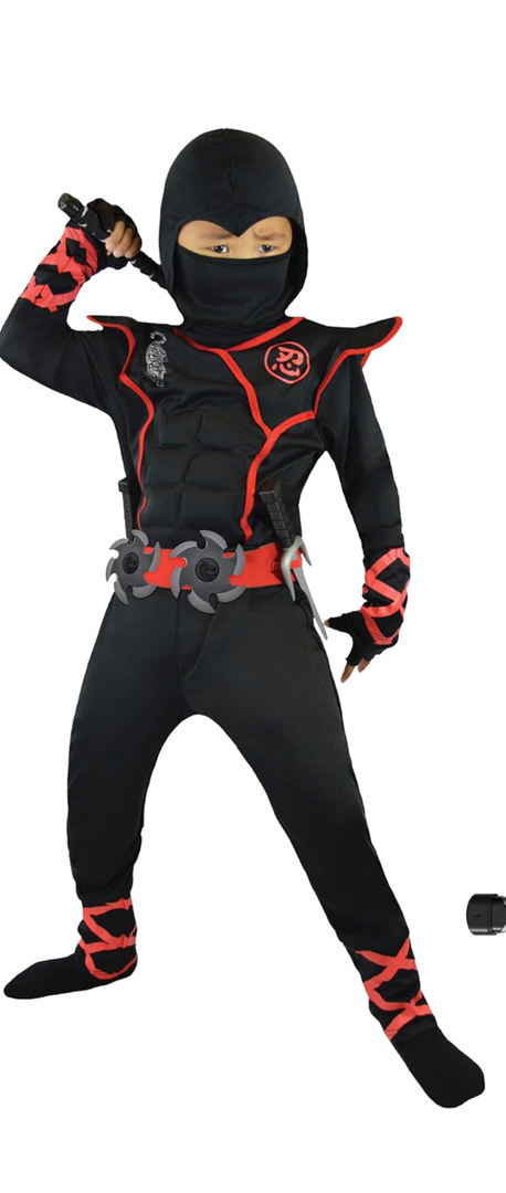 Spooktacular Creations Halloween Ninja Costume, Ninja Outfit Set for Kids, Halloween Costumes for Boys Dress Up Party Small