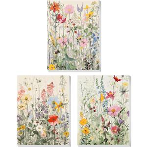 3 Pack Paint by Numbers Kit for Adults with Wooden Frame, Wildflowers Paint by Numbers Kit for Adults, Easy Acrylic Painting by Numbers Kits for Adult on Canvas with Paints and Brushes 8x12 inch