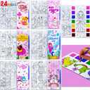JUNQIU 24 Pack Valentines Day Cards For Kids School, Watercolor Coloring Book Set, Valentines Day Gifts For Kids Classroom Exchange, Paint Party Favors Valentines Crafts