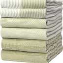 Premium Kitchen Towels (20x 28, 6 Pack) | Large Cotton Kitchen Hand Towels | Dish Towels | Flat & Terry Towel | Kitchen Towels | Highly Absorbent Tea Towels Set with Hanging Loop | Sage Green