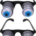 2Pcs Pop Out Eye Glasses Wobbly Eyes On Springs Pop Out Novelty Glasses Halloween Carnival Party Plastic Joke Horror Shock Gag and Practical Jokes Novelty