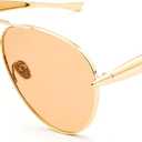 Oversized Aviator Sunglasses for Women Men 70s Trendy Sardine Big Sun Glasses Gold Metal Frame Shades (Gold/Clear Brown)