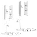 CABOCASA 2 Pack 3FT Flat Plug Extension Cord Power Strip with 3 Outlets, Patented Detachable Ultra-Thin Outlet Cover Concealer & Ultra-Flat Plug, Max. 13A 125V 1625W ETL Listed, White Color